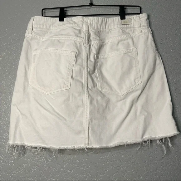 Paige Aideen‎ Mini Skirt Distressed Crisp White High Waisted - Picture 7 of 12